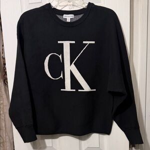 Calvin Klein Black and White Crewneck Sweater